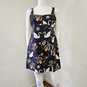 Kitri Mini Dress Size 6 Cygnus Lyra Swan Harp Printed Sleeveless Womens Novelty